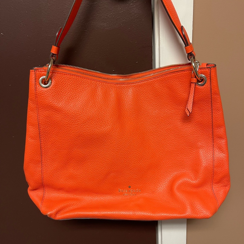Kate Spade Orange Leather Tote Bag